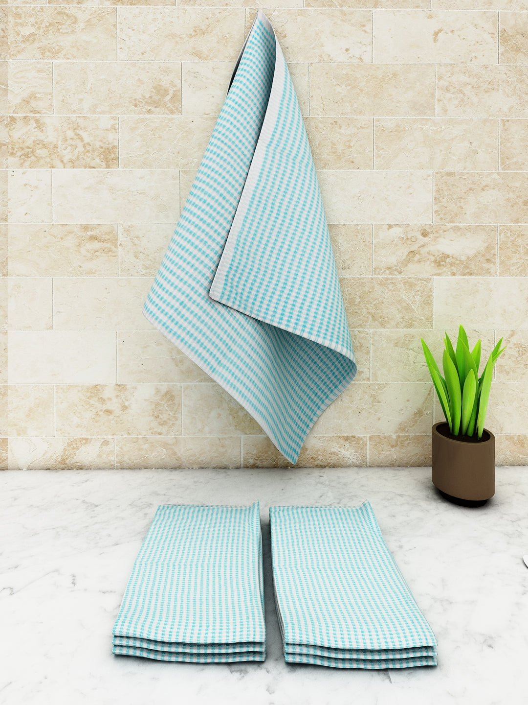 Athom Living Popcorn Textured Solid Kitchen Towel/Cleaning Cloth/ Multipurpose Cloth 320 GSM with hanging loop Pack of 6 - Athom Living