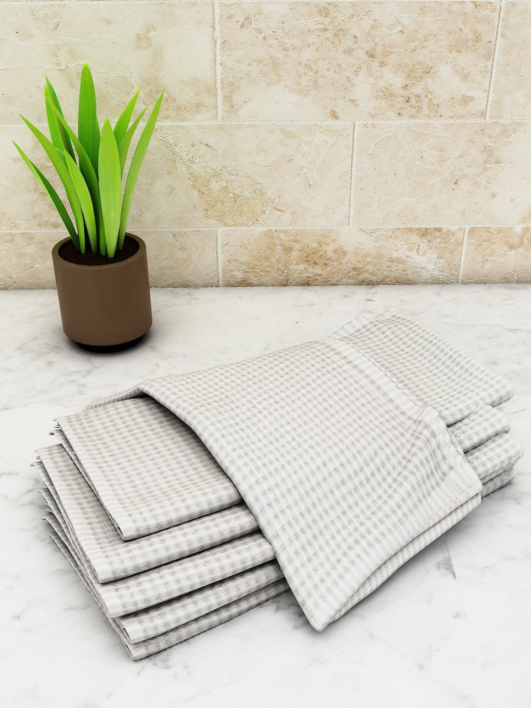 Athom Living Popcorn Textured Solid Kitchen Towel/Cleaning Cloth/ Multipurpose Cloth 320 GSM with hanging loop Pack of 6 - Athom Living