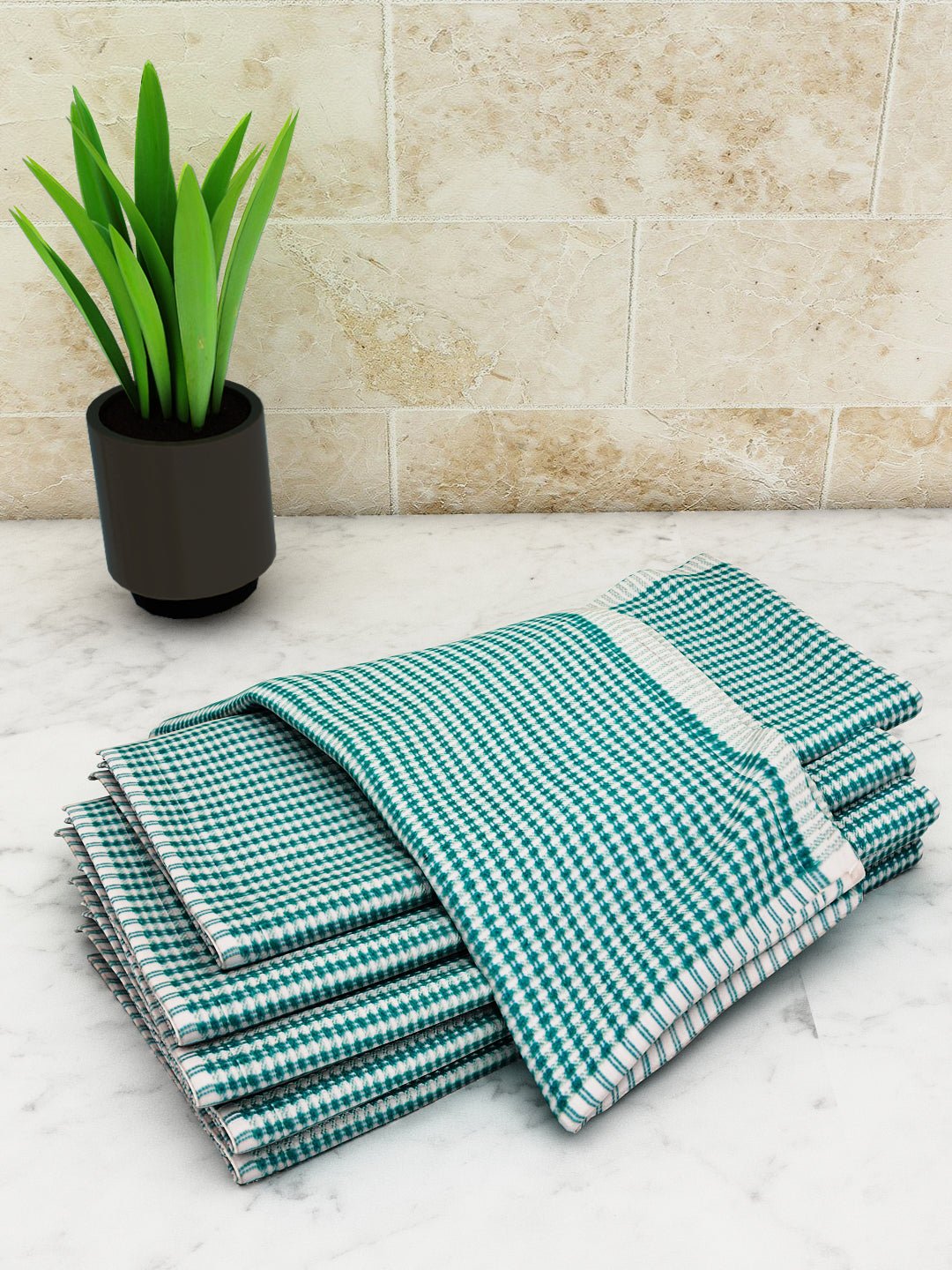 Athom Living Popcorn Textured Solid Kitchen Towel/Cleaning Cloth/ Multipurpose Cloth 320 GSM with hanging loop Pack of 6 - Athom Living