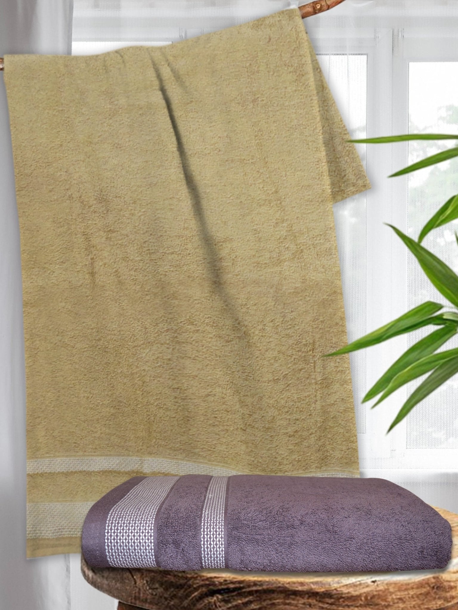 Athom Living Premium Cotton Bath Towel Pack of 2 Soft, Absorbent, and Luxurious Bathroom Essentials/Soft and Absorbent Spa - Quality/Bath Linens/Durable - Athom Living