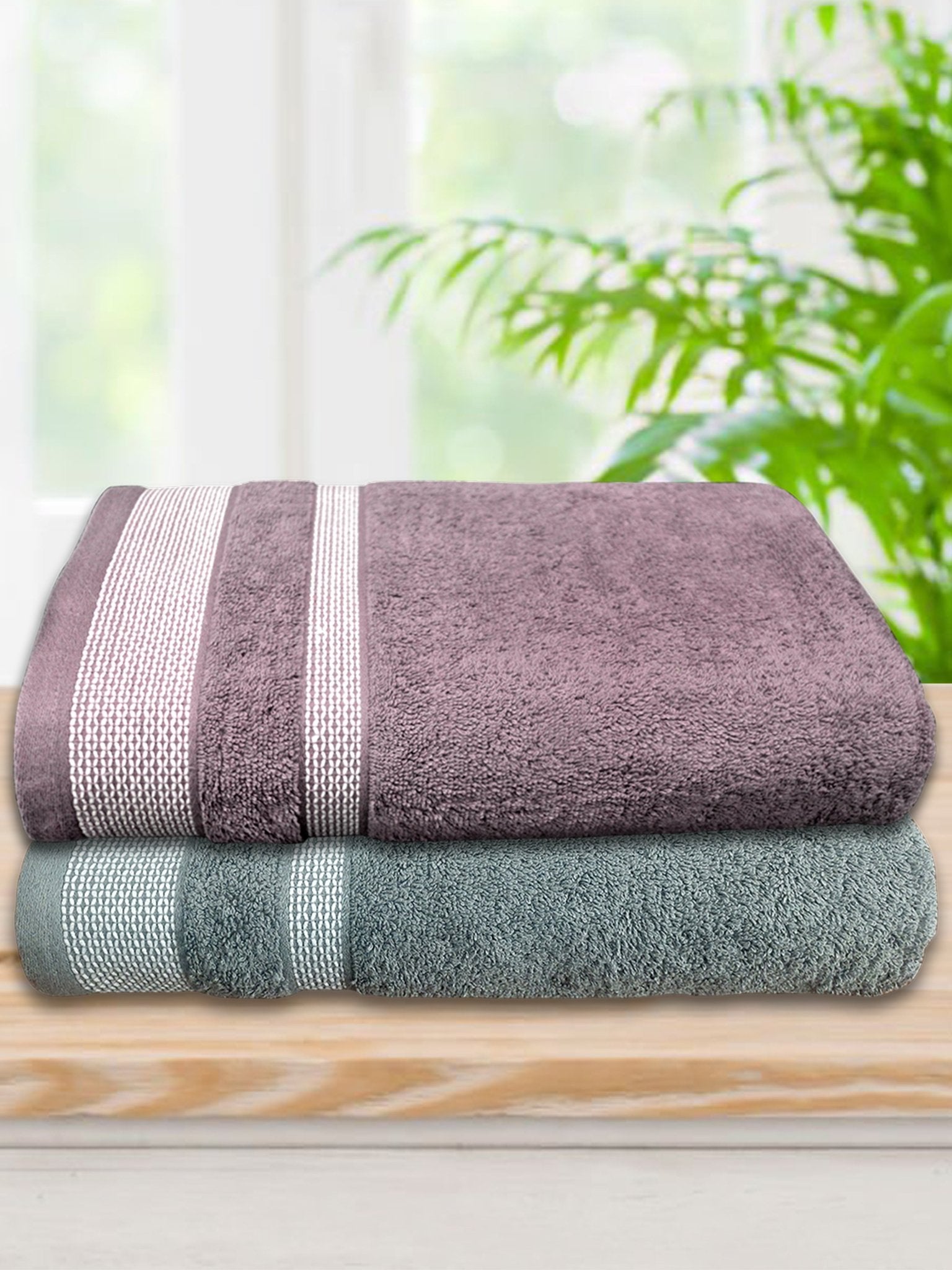Athom Living Premium Cotton Bath Towel Pack of 2 Soft, Absorbent, and Luxurious Bathroom Essentials/Soft and Absorbent Spa - Quality/Bath Linens/Durable - Athom Living