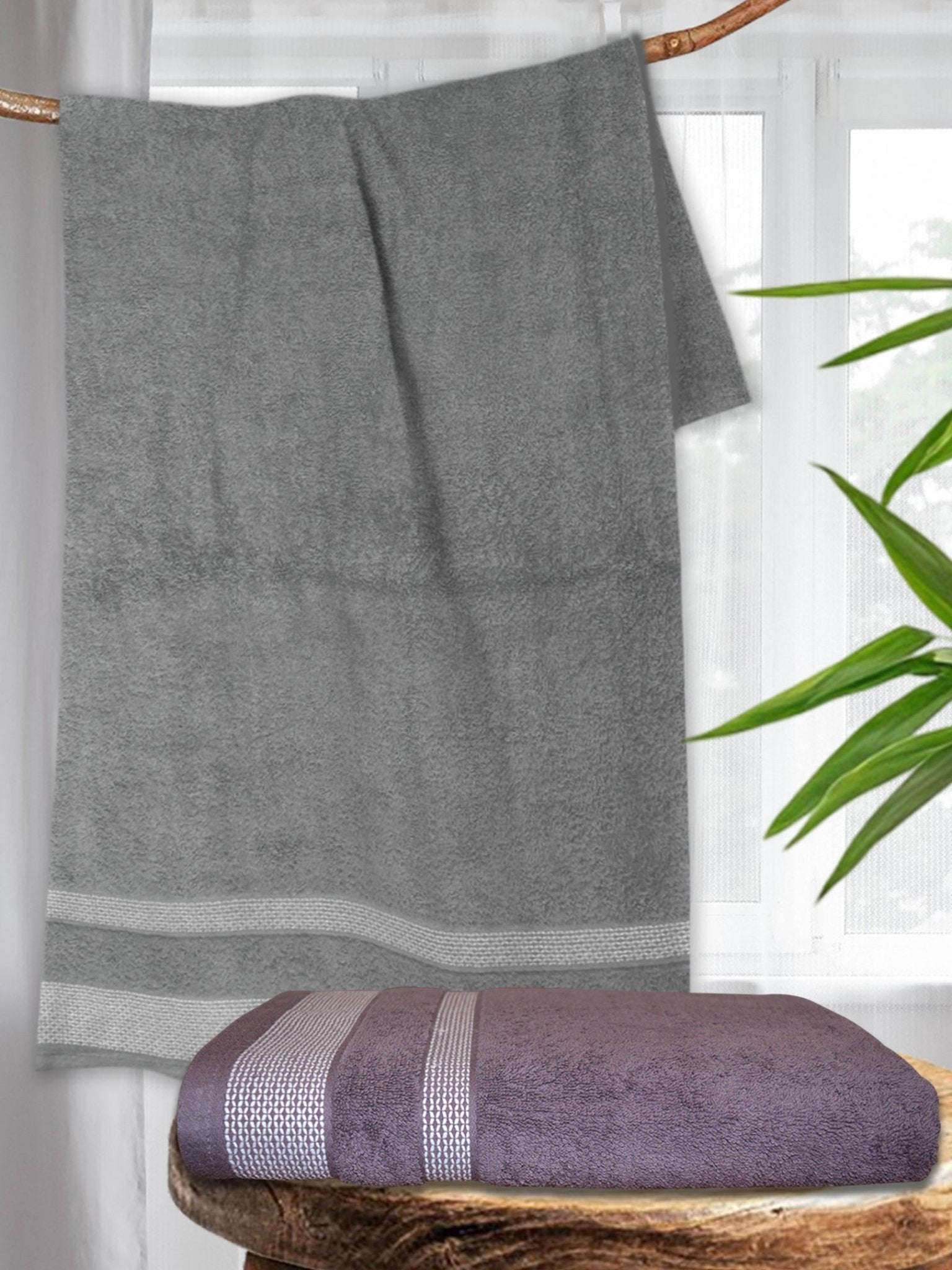 Athom Living Premium Cotton Bath Towel Pack of 2 Soft, Absorbent, and Luxurious Bathroom Essentials/Soft and Absorbent Spa - Quality/Bath Linens/Durable - Athom Living
