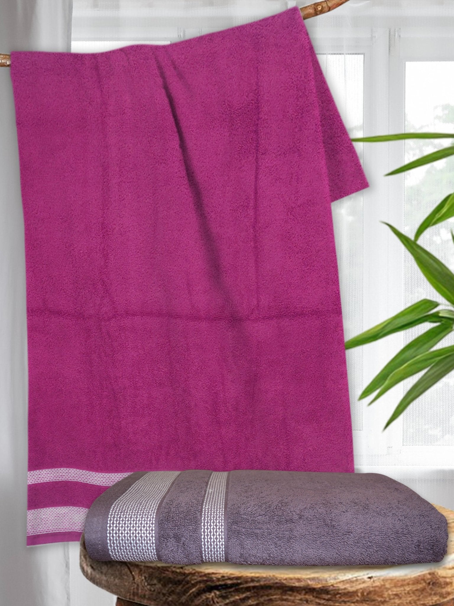 Athom Living Premium Cotton Bath Towel Pack of 2 Soft, Absorbent, and Luxurious Bathroom Essentials/Soft and Absorbent Spa - Quality/Bath Linens/Durable - Athom Living