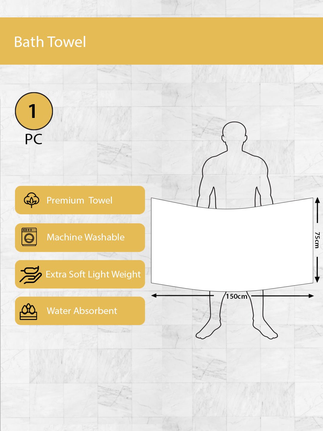 Athom Living Premium Gamcha Bath Towel 75 x 150 cm Pack of 1 White with Bottle Green checkered - Athom Living