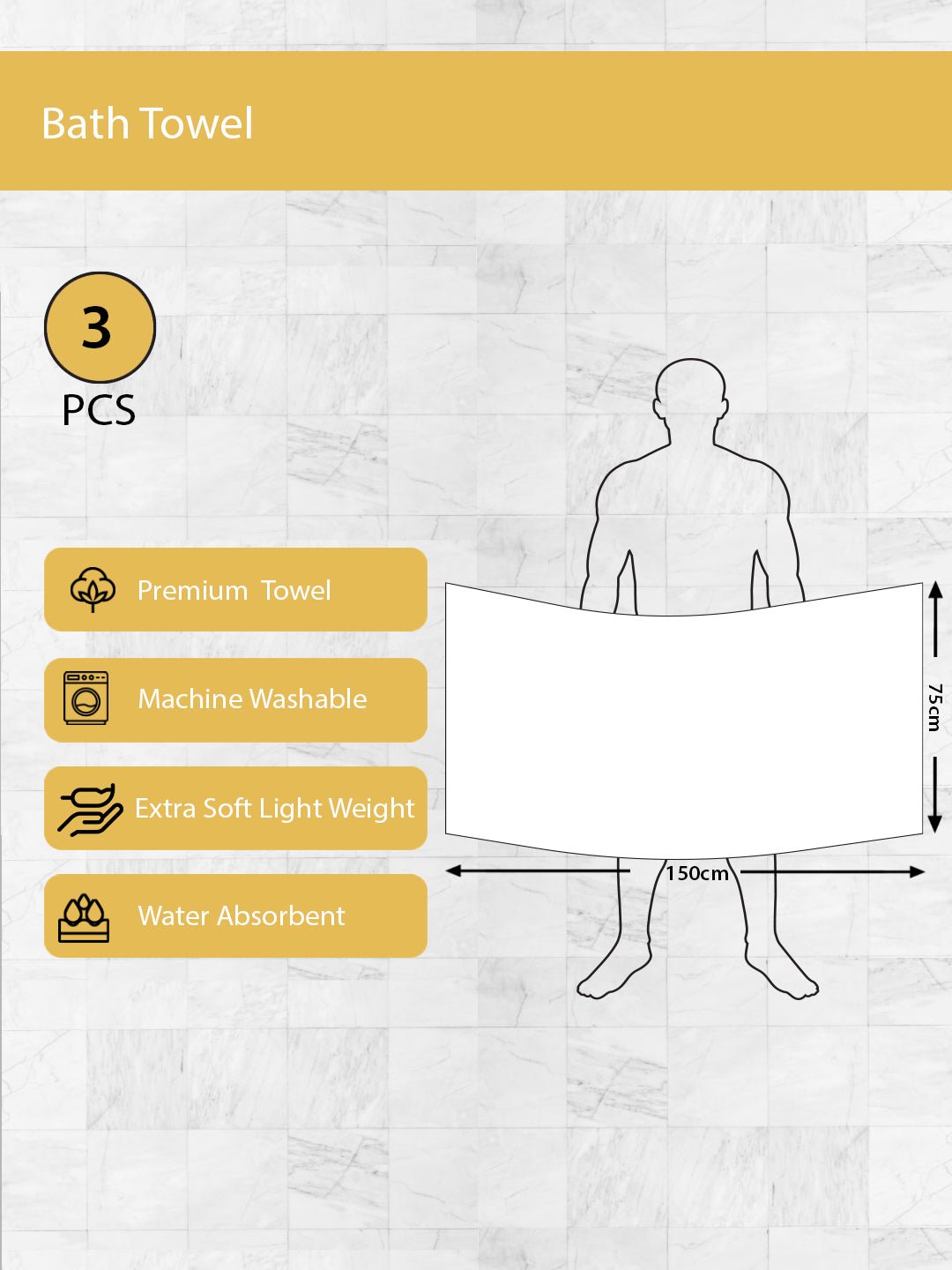 Athom Living Premium Gamcha Bath Towel 75 x 150 cm Pack of 3 White with Bottle Green checkered - Athom Living