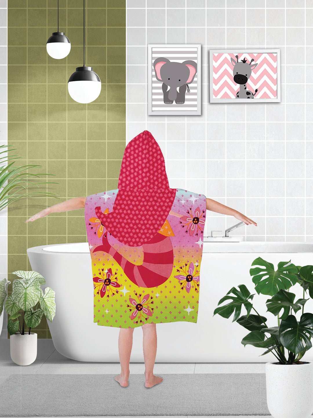 Athom Trendz Mermaid Princess Kids Hooded Bath Towel Poncho 60x120 cm - Athom Living
