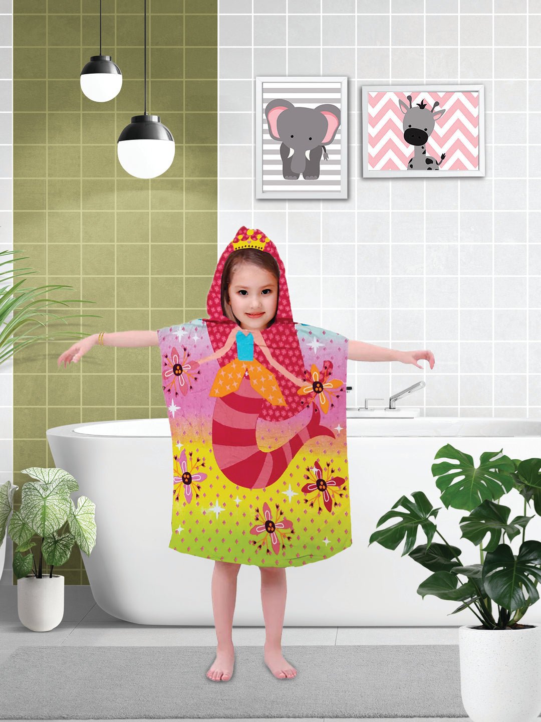 Athom Trendz Mermaid Princess Kids Hooded Bath Towel Poncho 60x120 cm - Athom Living