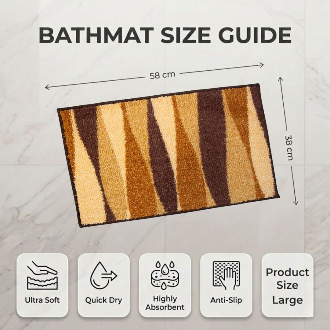 Beige Micro Designer Soft Anti Slip Bath Mat by Athom Living - Athom Living