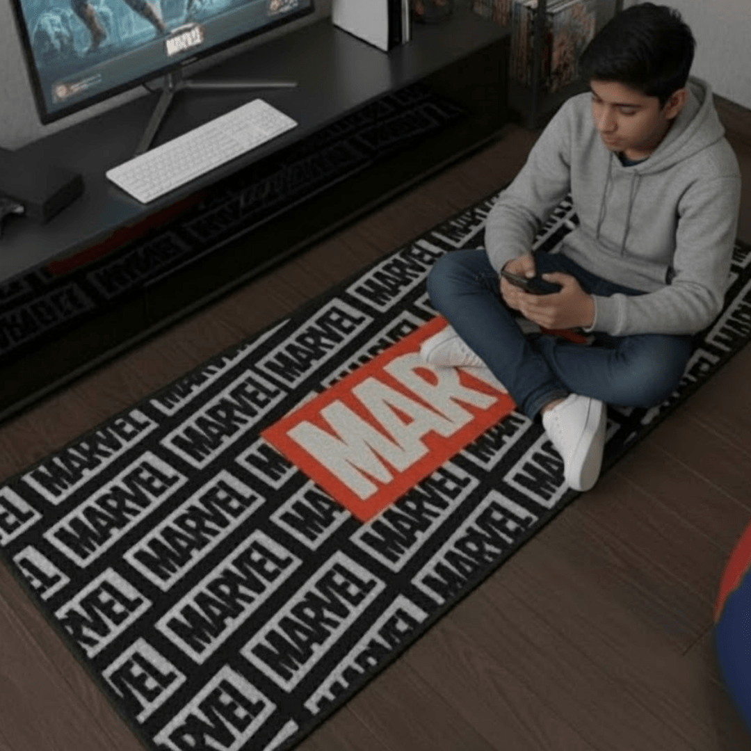 Black Marvel Themed Kids Runner Carpet(60x140 cm) by Athom Living - Athom Living