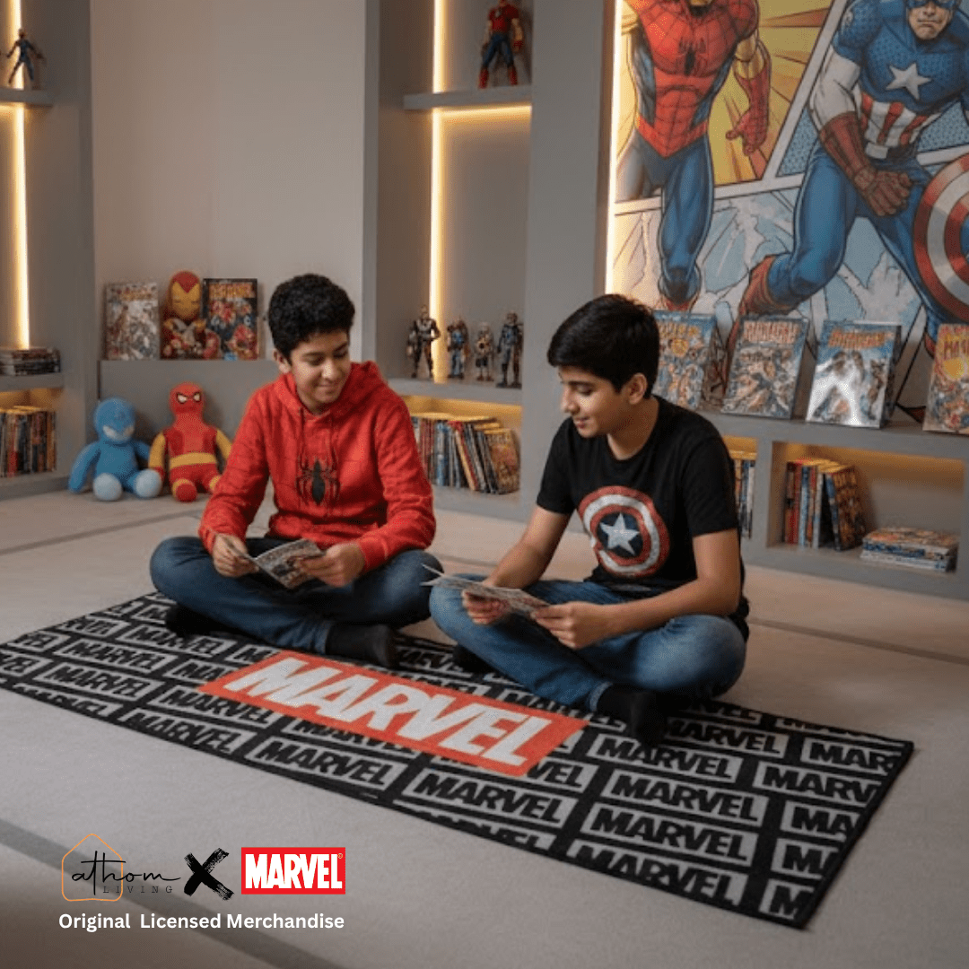 Black Marvel Themed Kids Runner Carpet(60x140 cm) by Athom Living - Athom Living