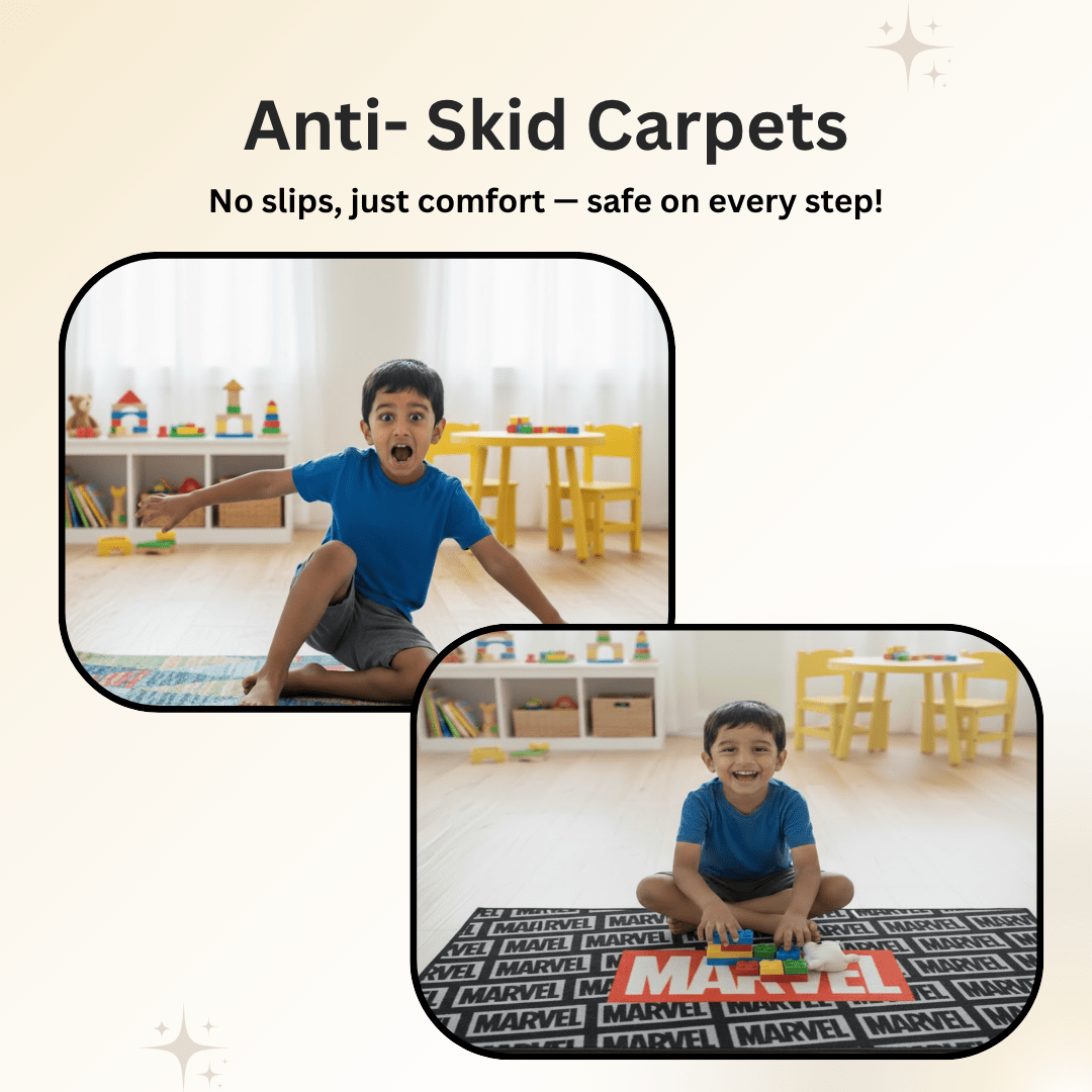 Black Marvel Themed Kids Runner Carpet(60x140 cm) by Athom Living - Athom Living