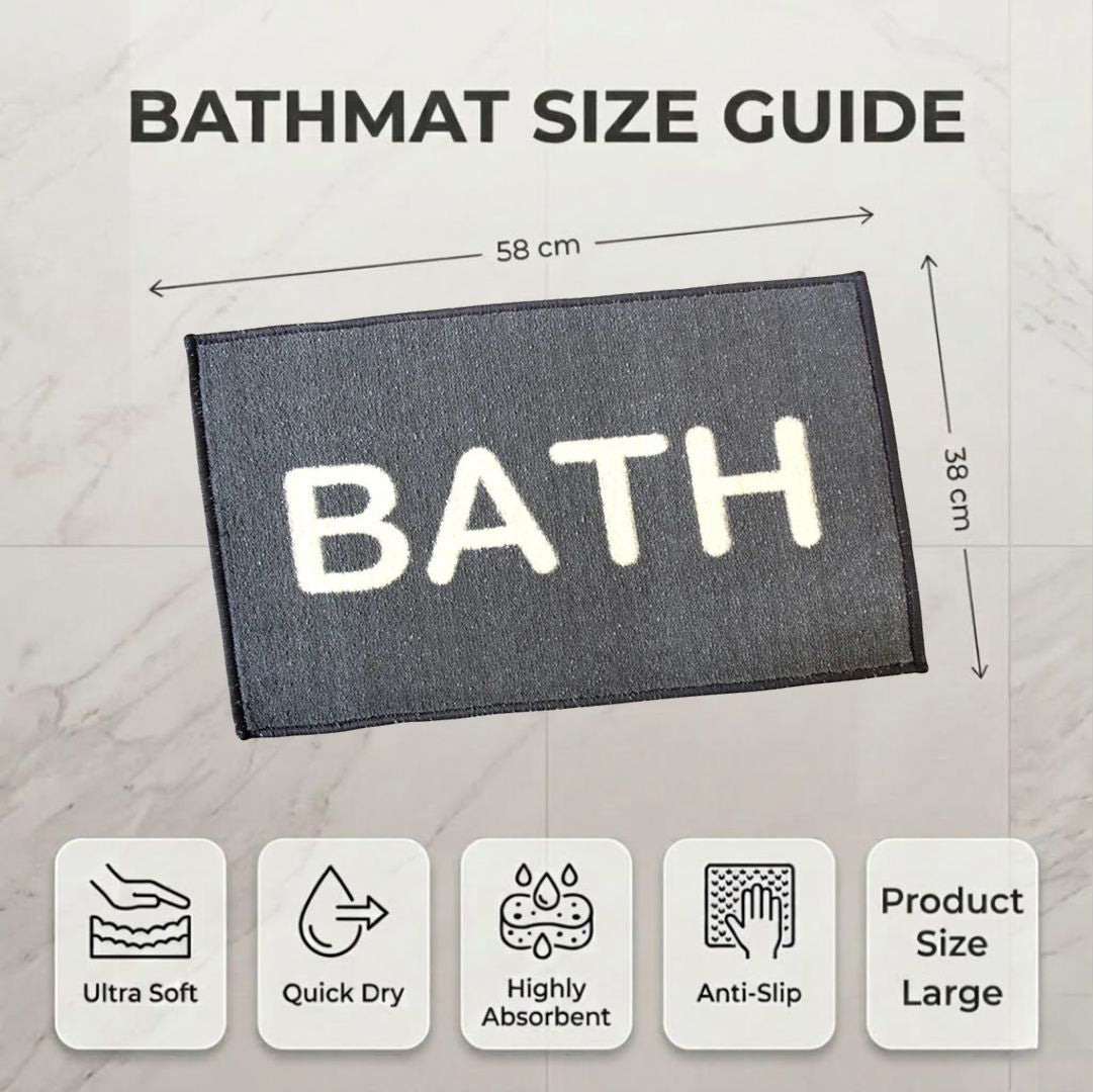 Black Micro Soft Anti - Slip Bathroom Mat Set of 2 by Athom Living - Athom Living