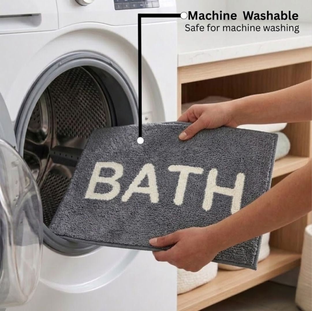 Black Micro Soft Anti - Slip Bathroom Mat Set of 2 by Athom Living - Athom Living