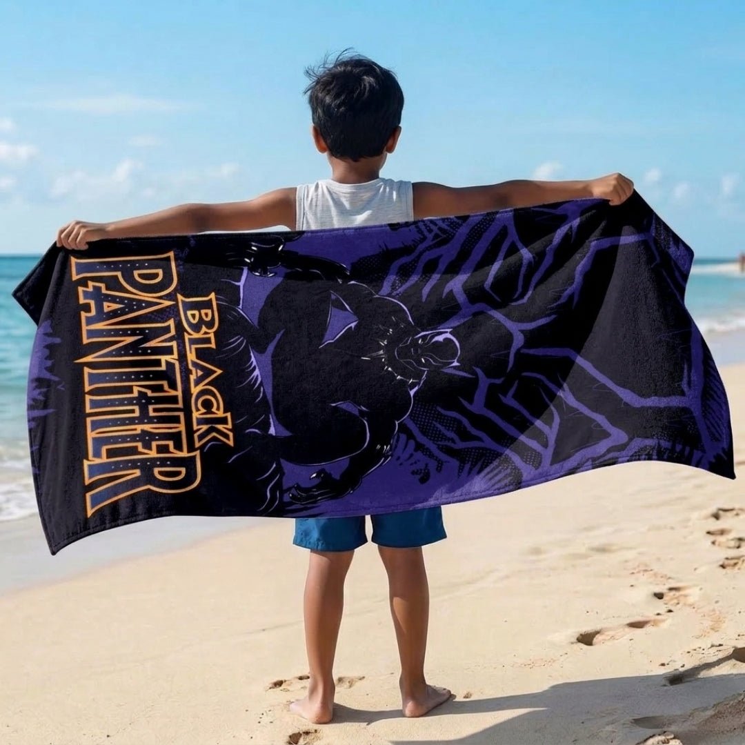 Black Panther Kids Cotton Bath Towel – Soft, Absorbent & Fun Design by Athom living - Athom Living