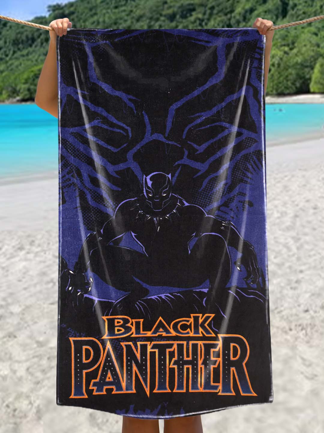 Black Panther Kids Cotton Bath Towel – Soft, Absorbent & Fun Design by Athom living - Athom Living