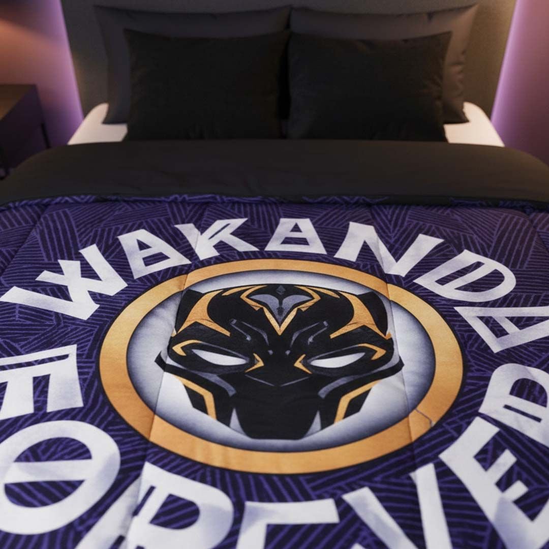 Black Panther Marvel Comforter – Single – "Wakanda Forever" by Athom Living - Athom Living