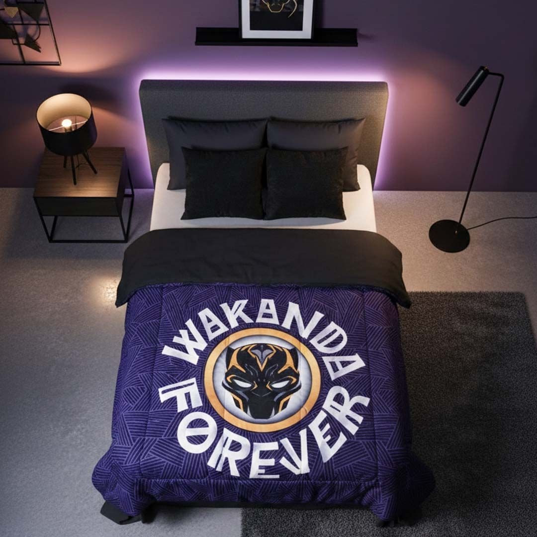 Black Panther Marvel Comforter – Single – "Wakanda Forever" by Athom Living - Athom Living
