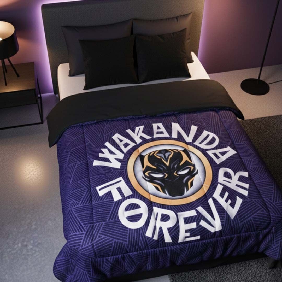 Black Panther Marvel Comforter – Single – "Wakanda Forever" by Athom Living - Athom Living
