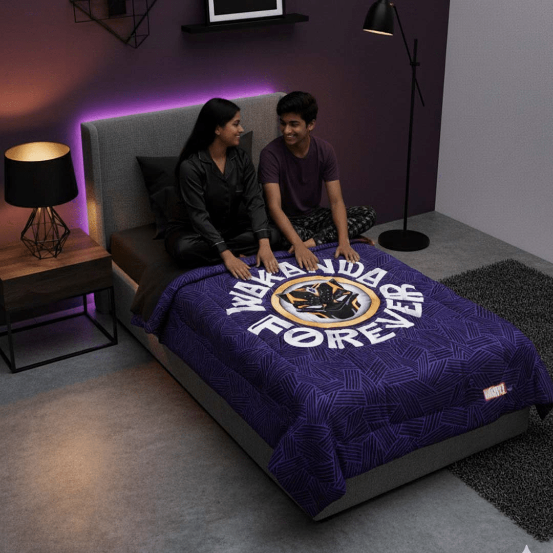 Black Panther - Themed Kids Comforter & Kids Bath Towel Combo Set of 2 by Athom Living - Athom Living