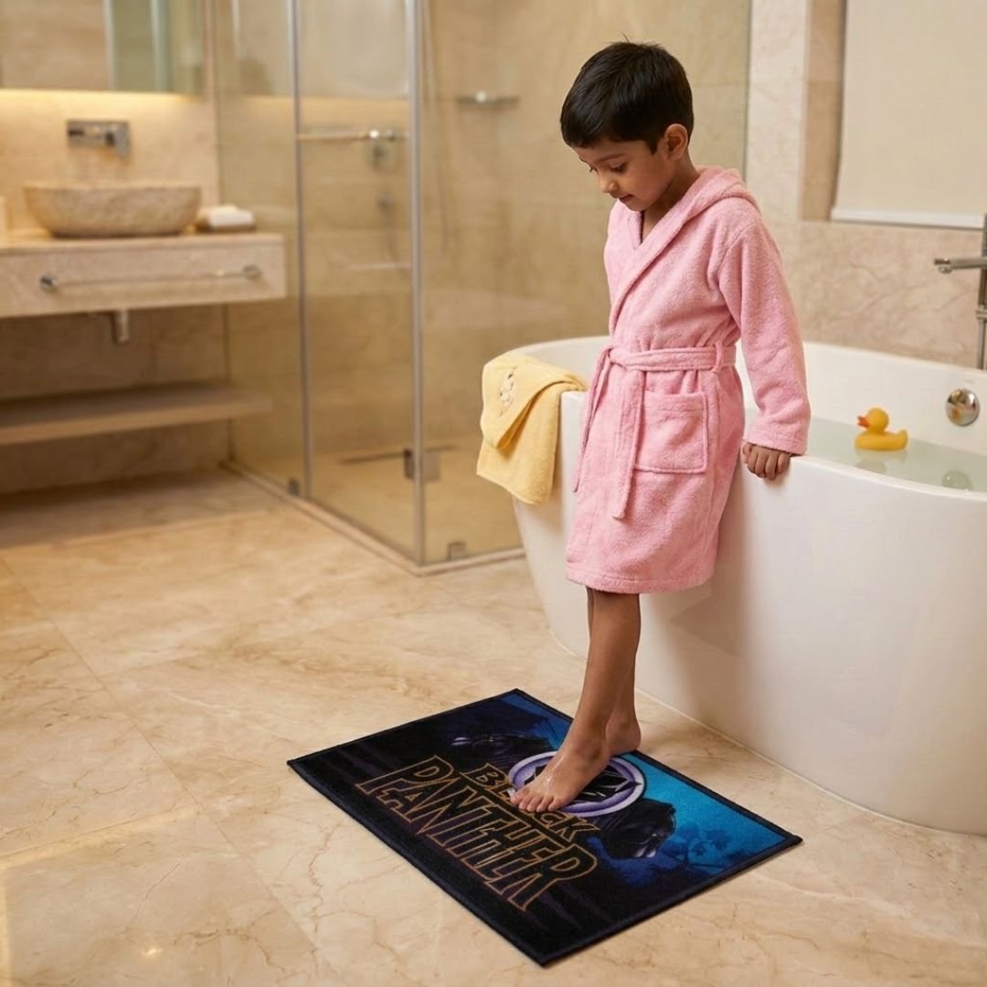Black Panther Wakanda Forever Kids Bathmat Combo - Pack of 2 By Athom Living - Athom Living