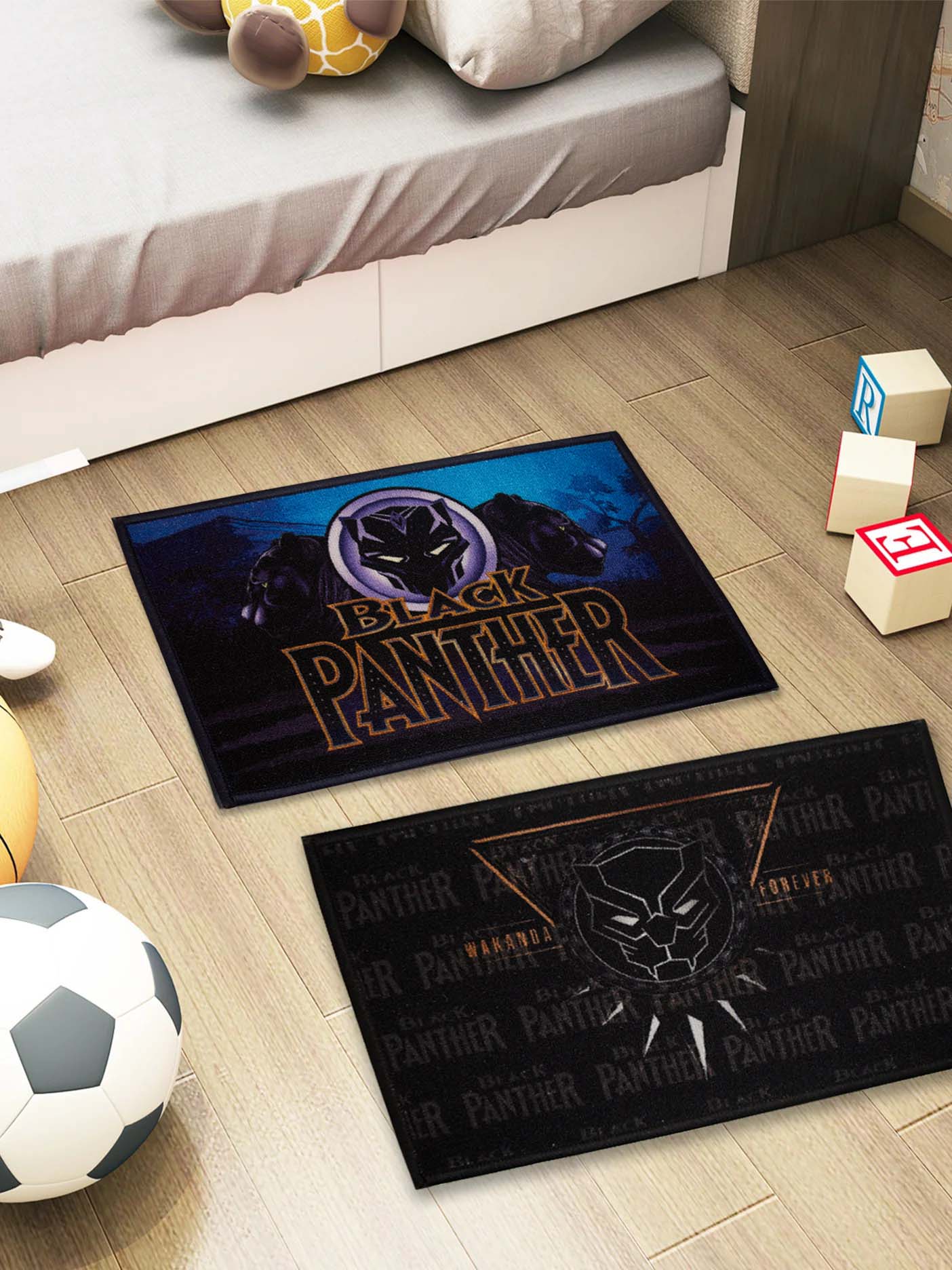 Black Panther Wakanda Forever Kids Bathmat Combo - Pack of 2 By Athom Living - Athom Living
