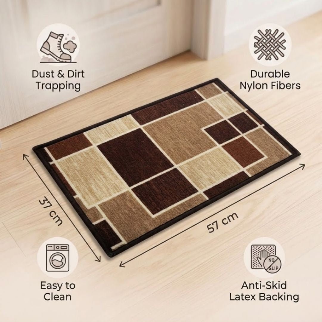 Block Printed Premium Anti Slip Printed Door Mat Pack of 2 by Athom Living - Athom Living