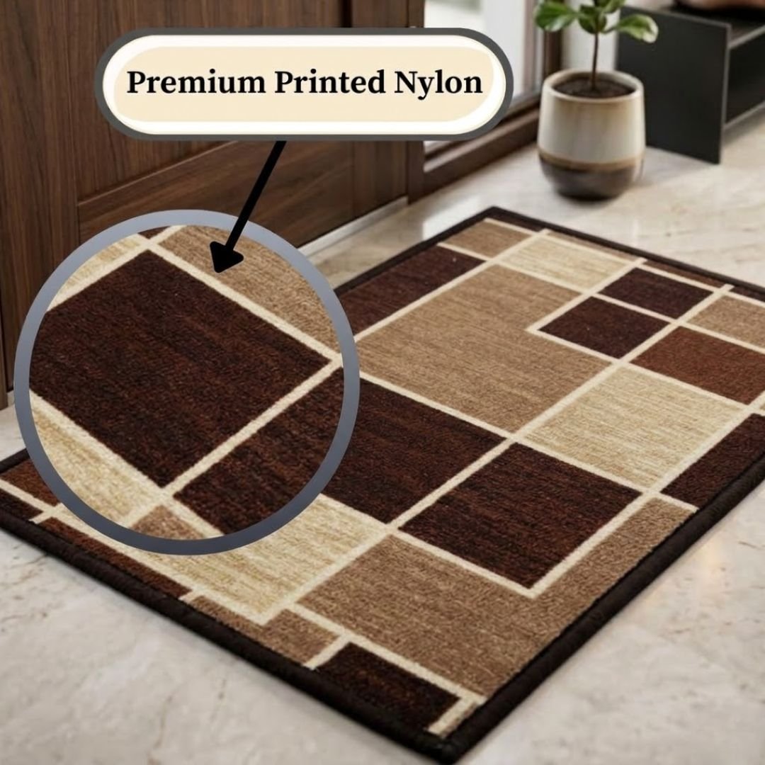 Block Printed Premium Anti Slip Printed Door Mat Pack of 2 by Athom Living - Athom Living