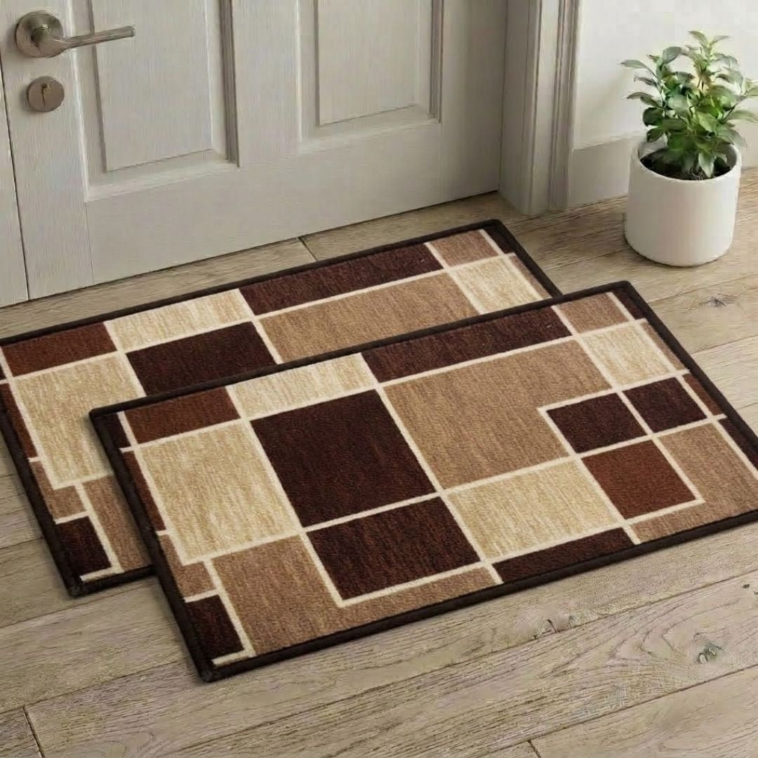 Block Printed Premium Anti Slip Printed Door Mat Pack of 2 by Athom Living - Athom Living