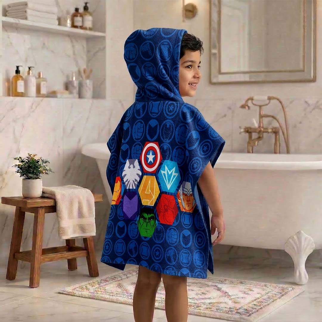 Blue Avengers Hooded Poncho Towel for Kids by Athom Living - Athom Living