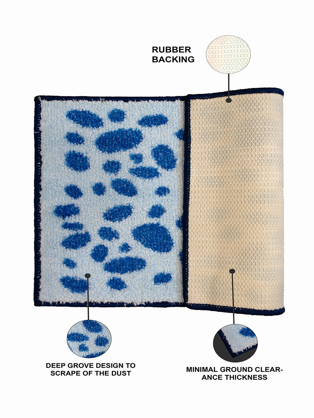 Blue Dotted Soft Anti - Slip Micro Bath Mat by Athom Living - Athom Living