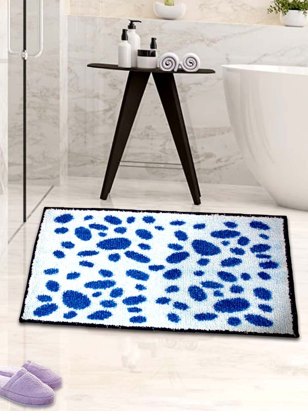 Blue Dotted Soft Anti - Slip Micro Bath Mat by Athom Living - Athom Living