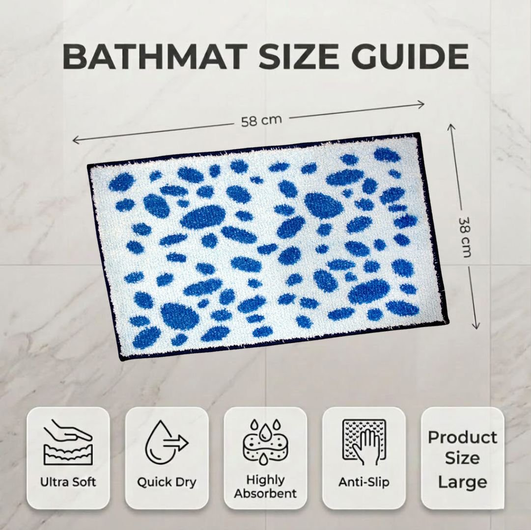 Blue Dotted Soft Anti - Slip Micro Bath Mat Set of 2 by Athom Living - Athom Living