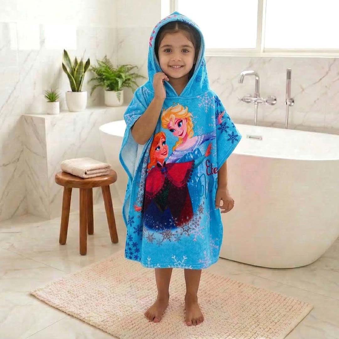 Blue Elsa & Anna Hooded Poncho Towel for Kids by Athom Living - Athom Living