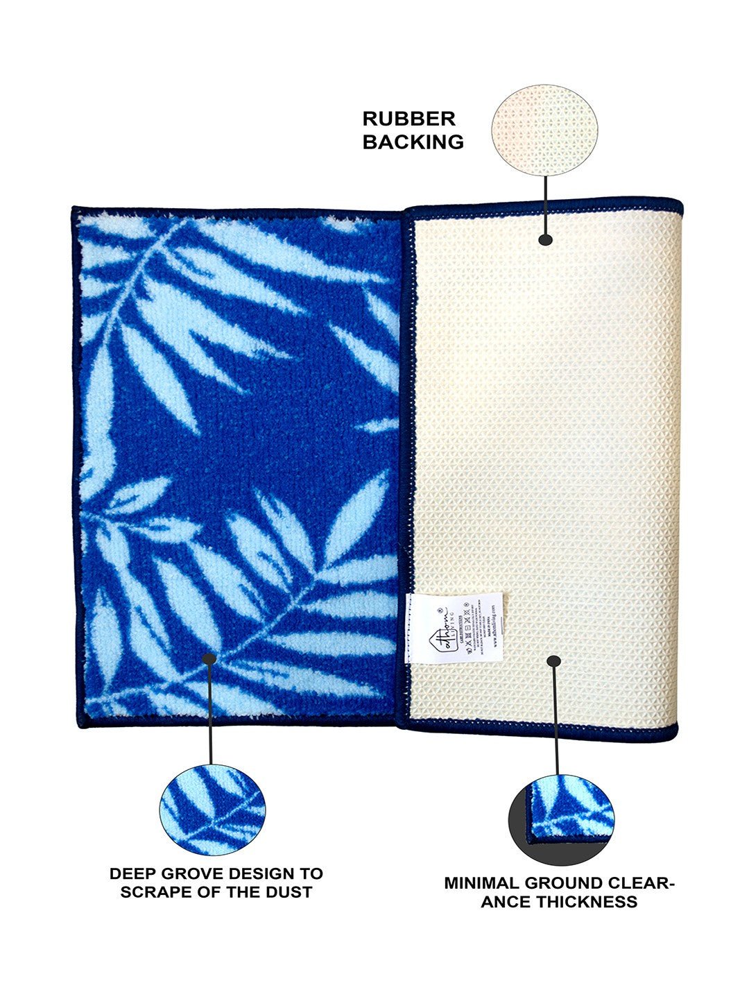 Blue Leaf Soft Anti - Slip Micro Bath Mat by Athom Living - Athom Living