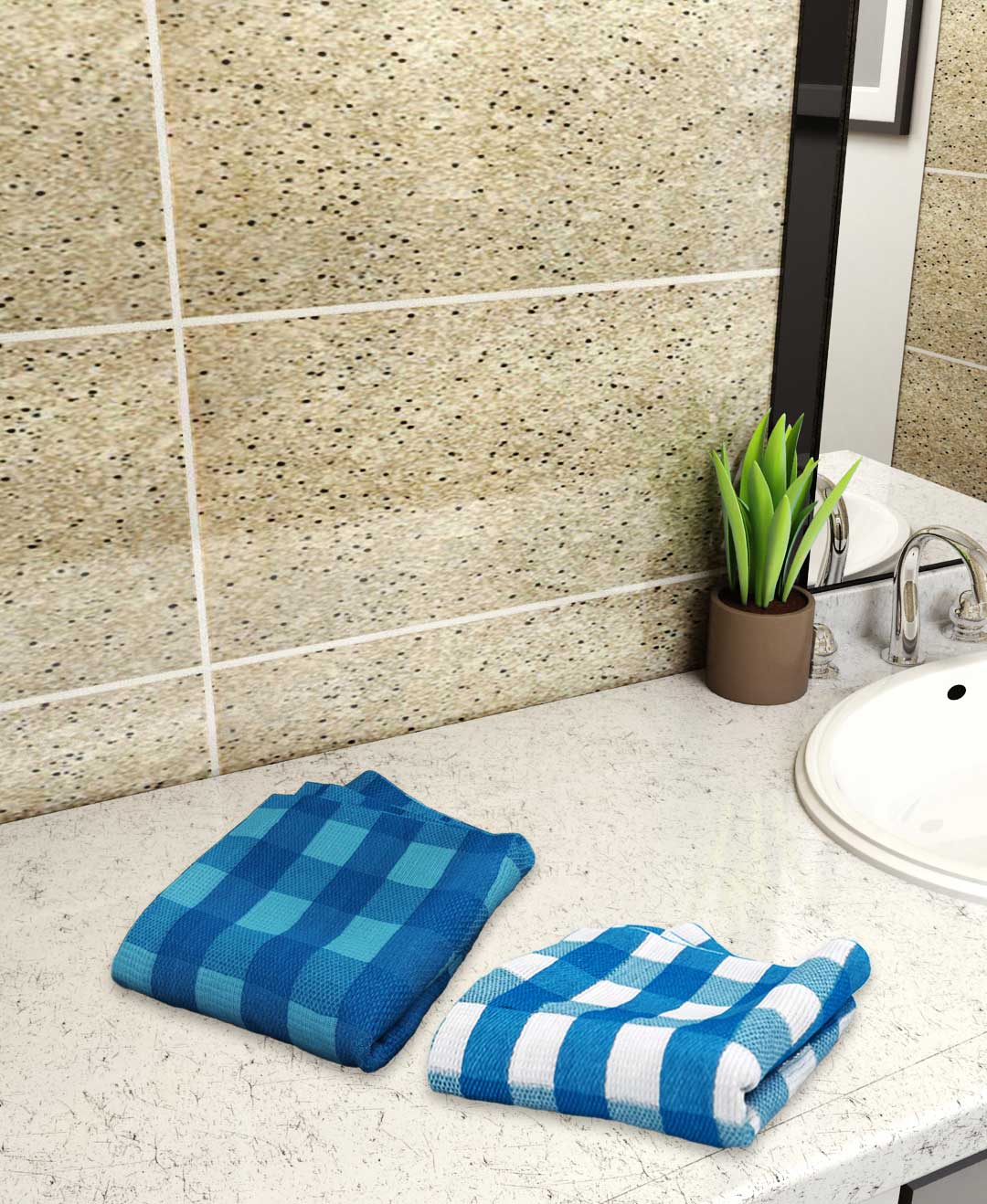 Blue Light Weight Premium Cotton Bath Towel (Pack of 2) by Athom Living - Athom Living