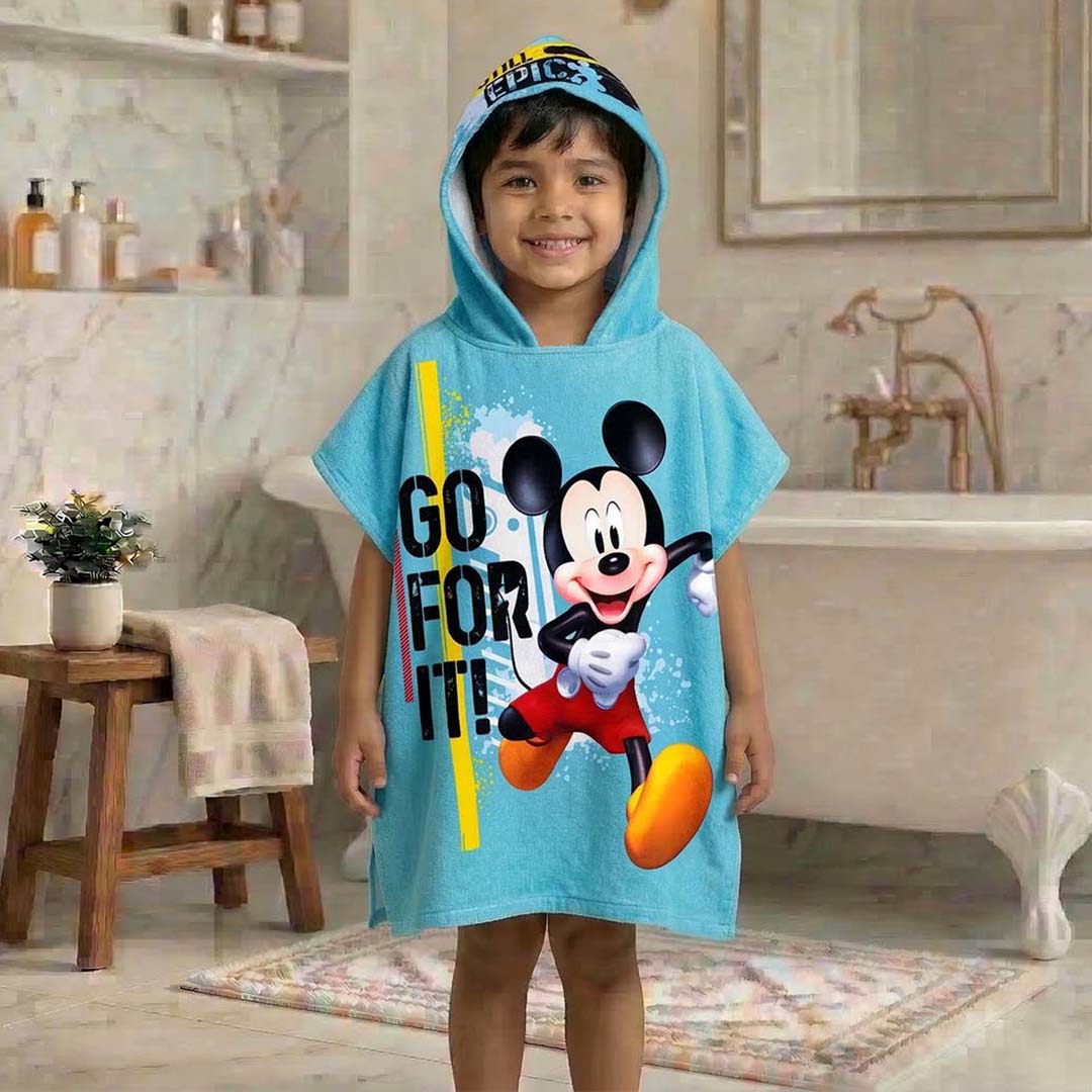 Blue Mickey Mouse Hooded Poncho Towel for Kids by Athom Living - Athom Living