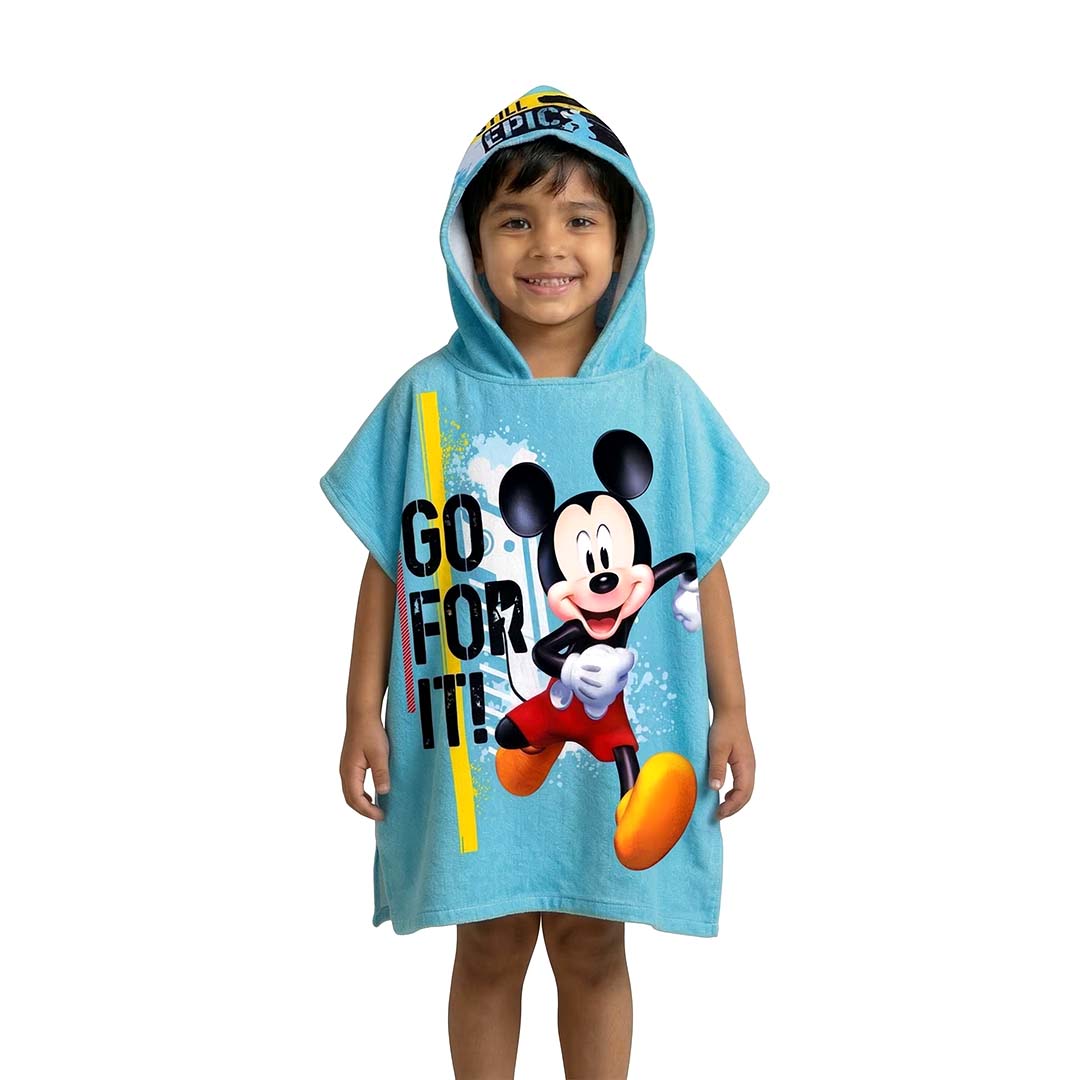 Blue Mickey Mouse Hooded Poncho Towel for Kids by Athom Living - Athom Living