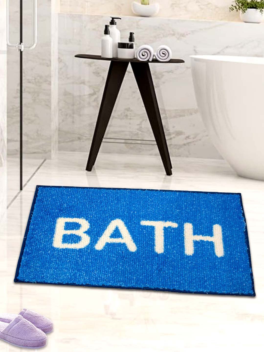 Blue Micro Designer Anti - Slip Soft Bath Mat by Athom Living - Athom Living