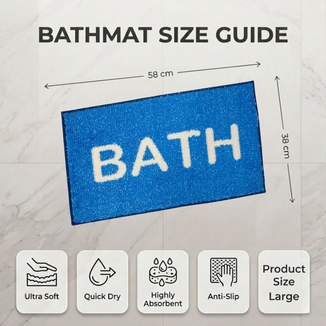 Blue Micro Designer Anti - Slip Soft Bath Mat Set of 2 by Athom Living - Athom Living