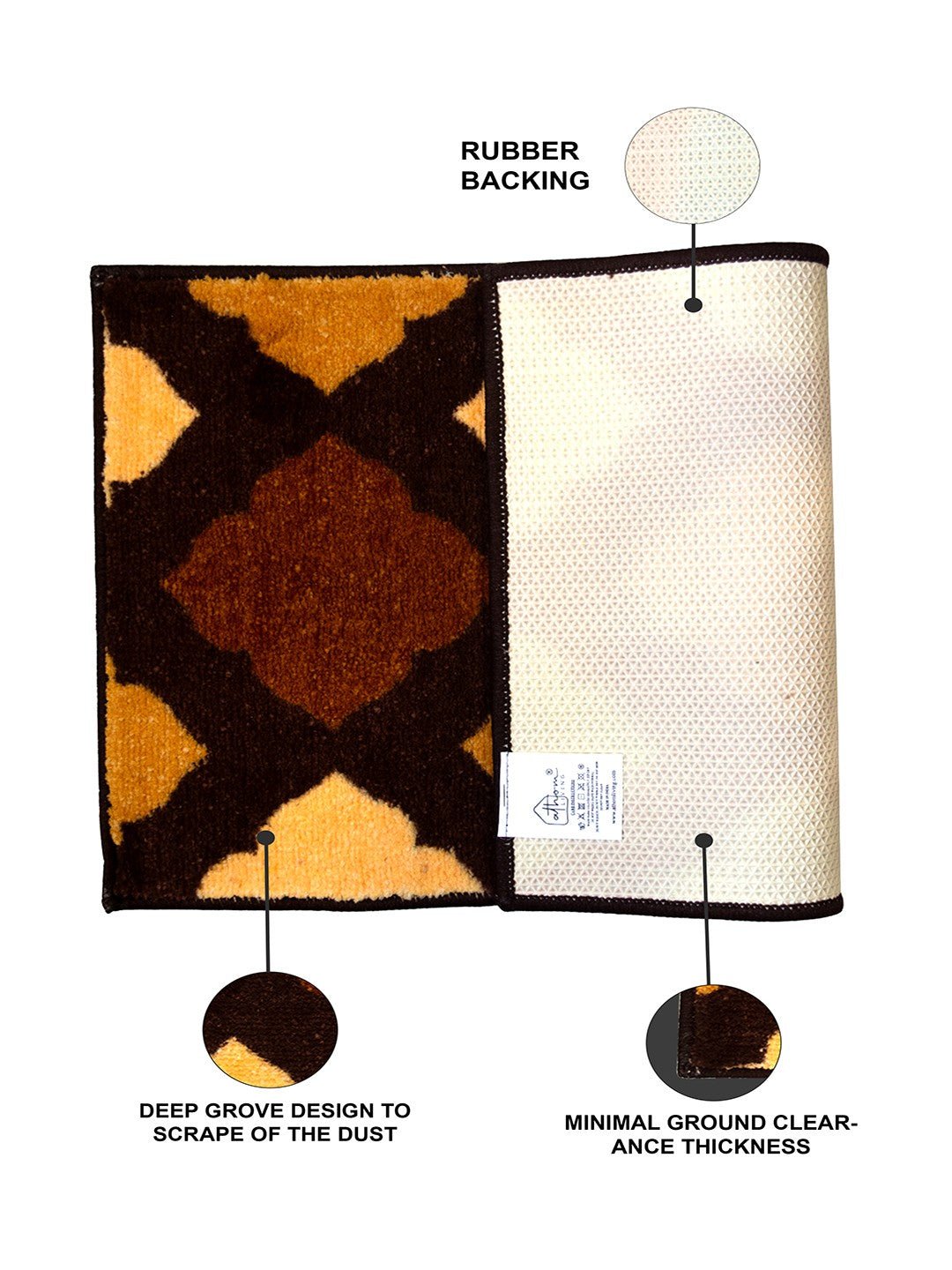 Brown & Beige Micro Designer Soft Anti Slip Bath Mat by Athom Living - Athom Living