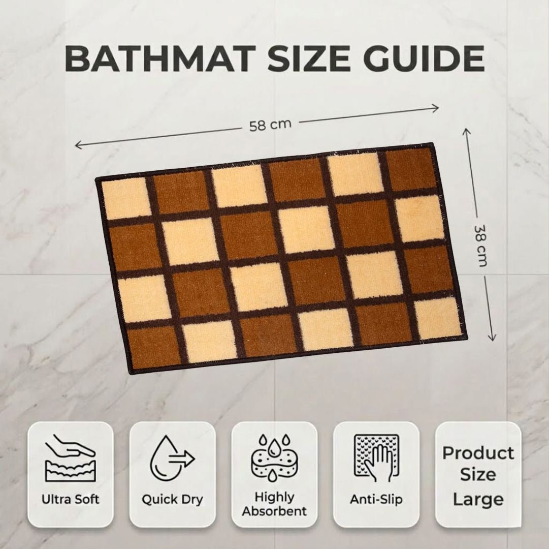 Brown Blocks Soft Anti - Slip Bath Mat by Athom Living - Athom Living