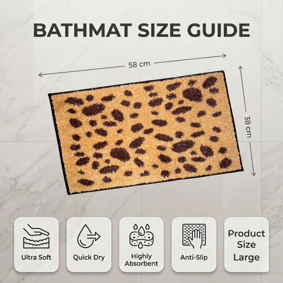 Brown Dotted Micro Designer Soft Anti Slip Bath Mat by Athom Living - Athom Living