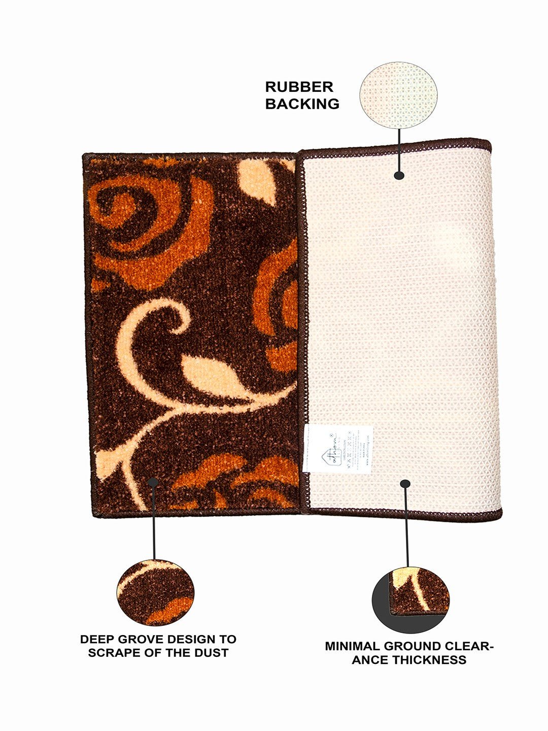 Brown Flower Micro Designer Soft Anti Slip Bath Mat by Athom Living - Athom Living