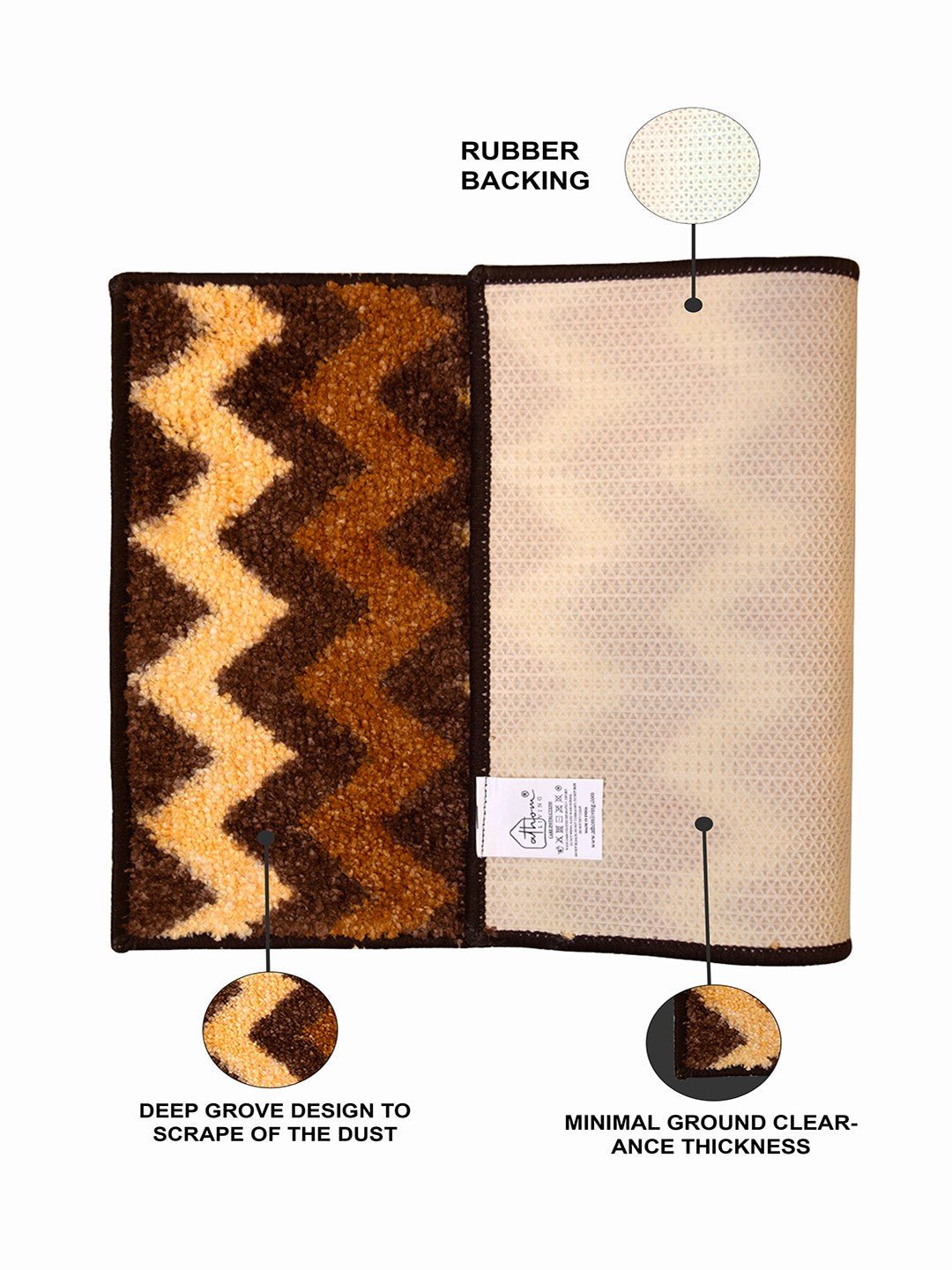 Brown Micro Soft Anti - Slip Designer Bath Mat by Athom Living - Athom Living