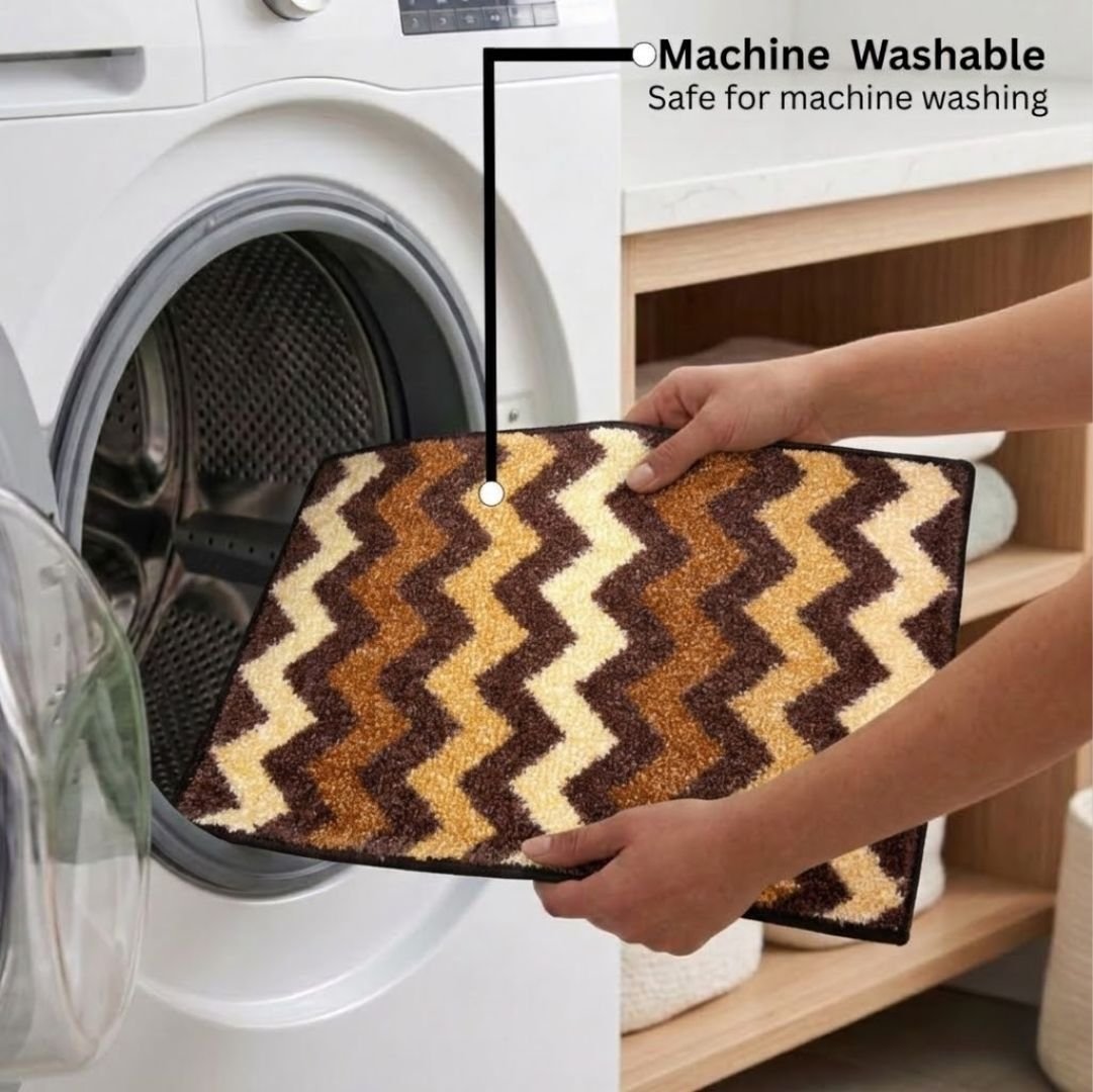 Brown Micro Soft Anti - Slip Designer Bath Mat by Athom Living - Athom Living