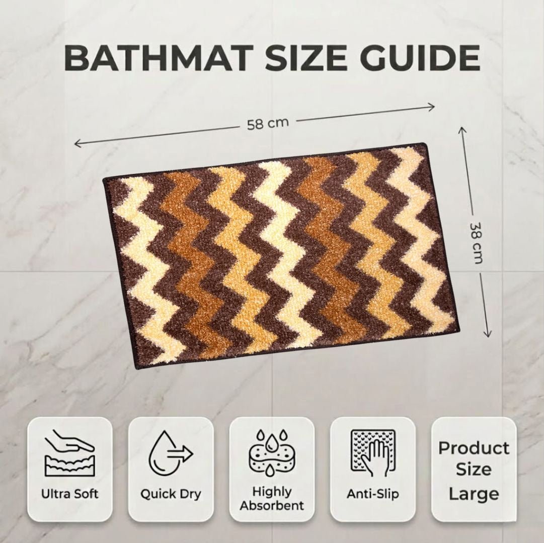 Brown Micro Soft Anti - Slip Designer Bath Mat by Athom Living - Athom Living