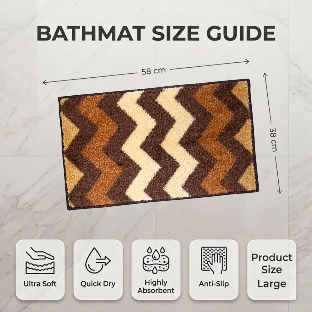Brown Micro Soft Anti - Slip Designer Bath Mat Set of 2 by Athom Living - Athom Living
