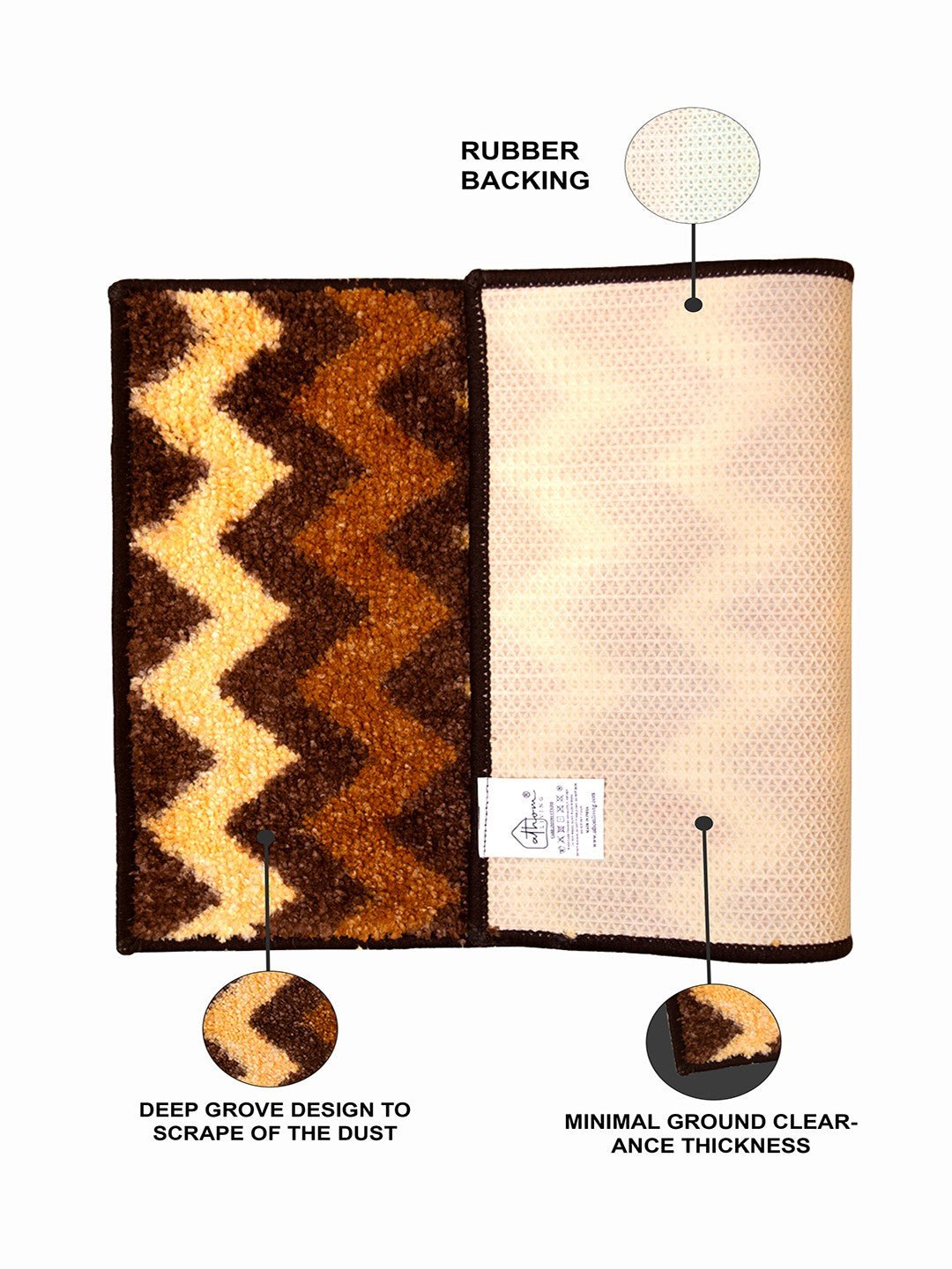 Brown Striped Soft Anti - Slip Bath Mat by Athom Living - Athom Living