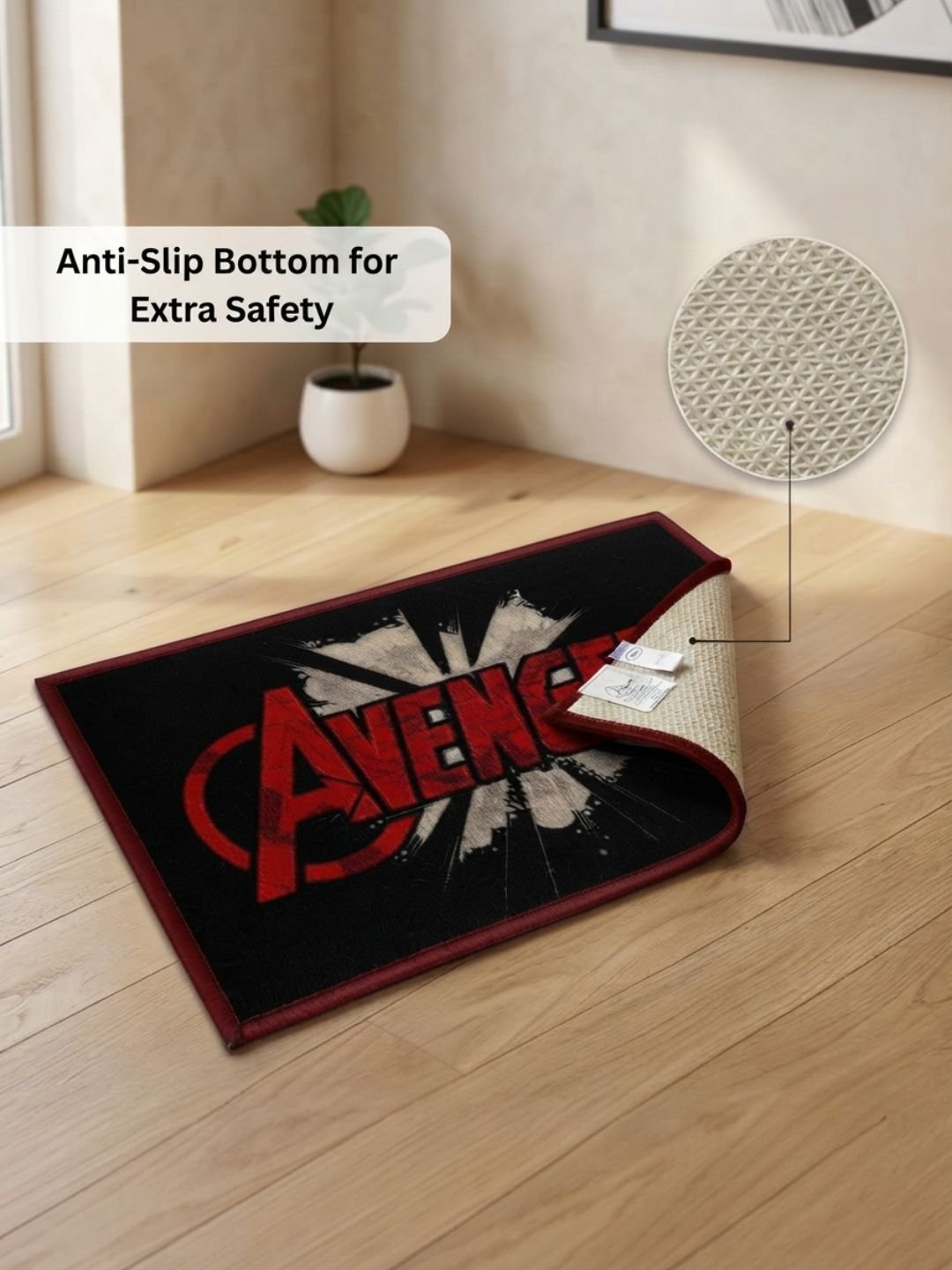Buy Kids Avengers Carpet and Get Kids Avengers Bathmat Free | Blue & Black - Athom Living