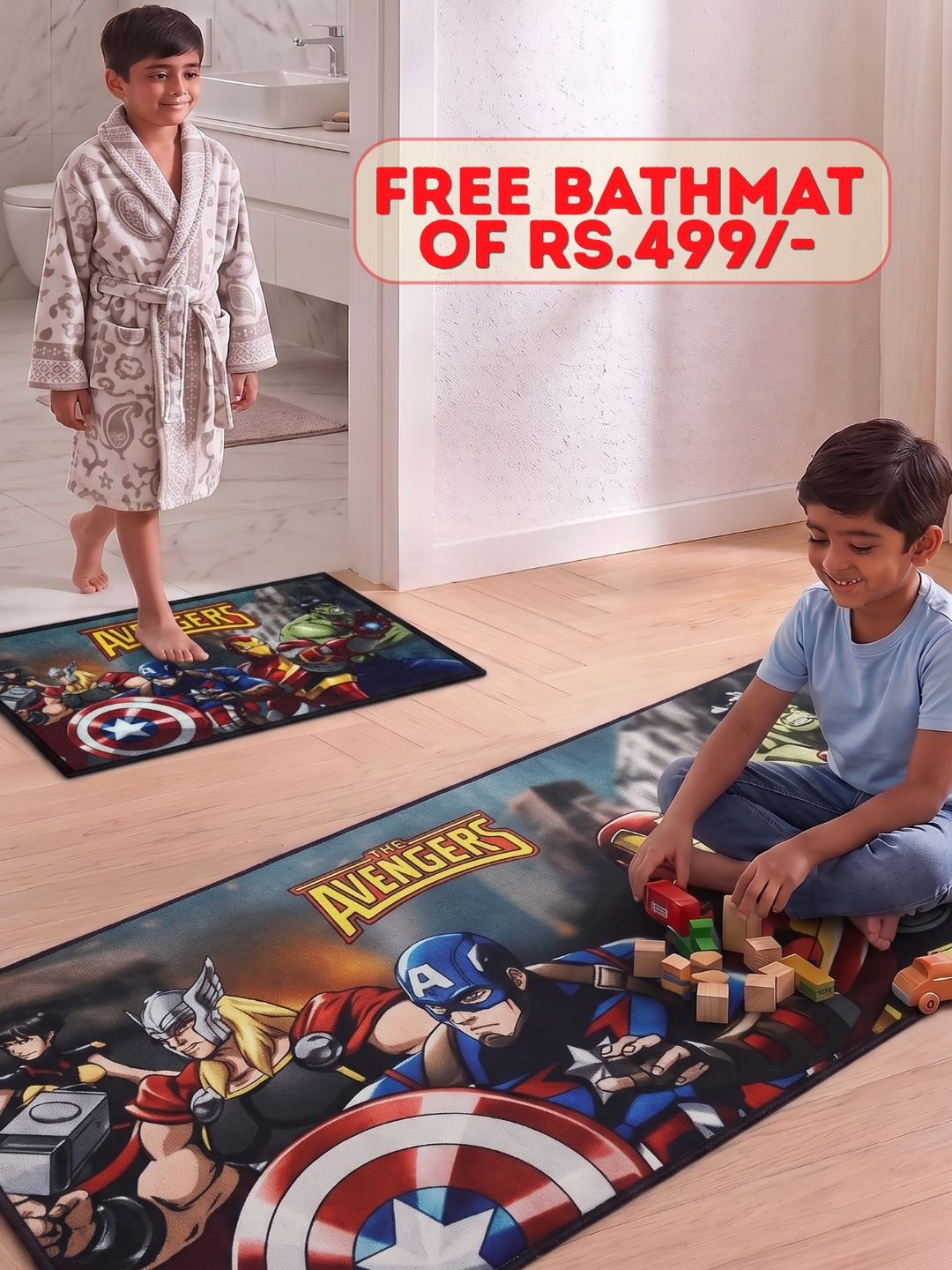 Buy Kids Avengers Runner Carpet and Get Kids Avengers Bathmat Free - Athom Living